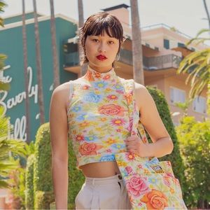 Big Bud Press Sleeveless Essential Turtleneck in Vintage Wallpaper (S) — NWT